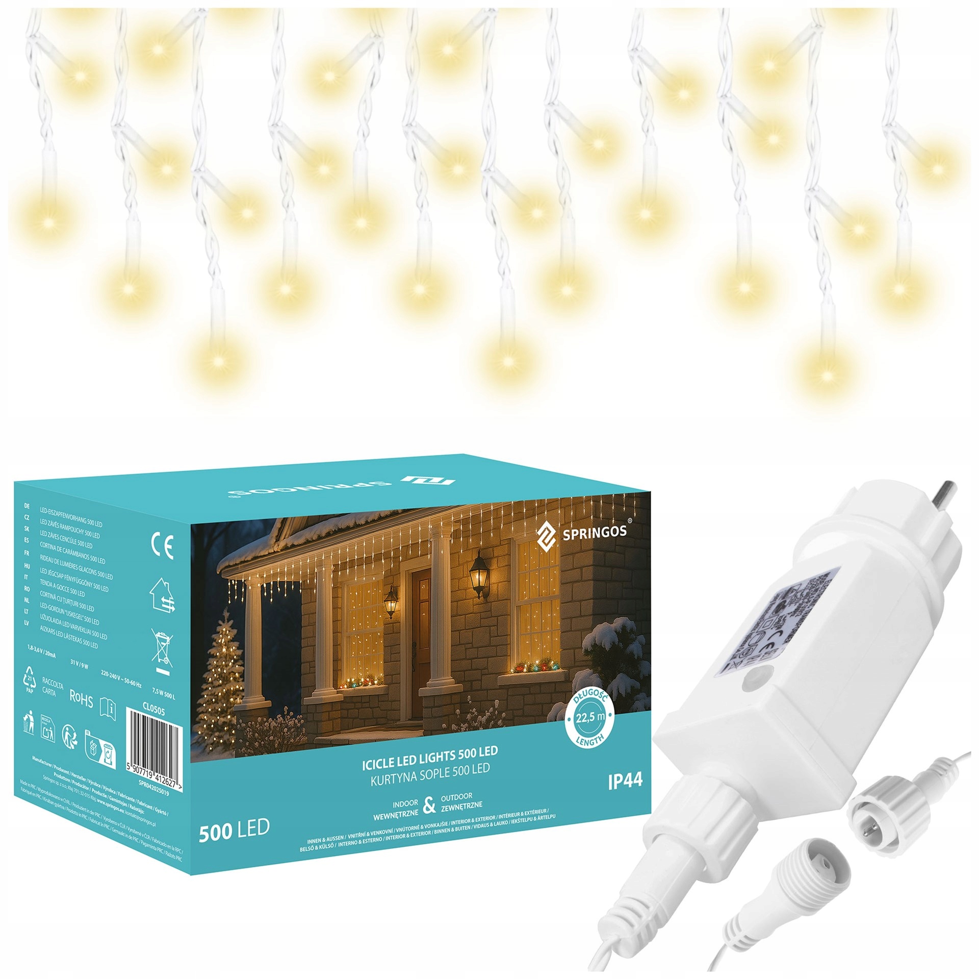 Lampy Svetelná Clona 1500 Led IP44 Teplé Biele Pilot Funkcie 67 m Cencúle