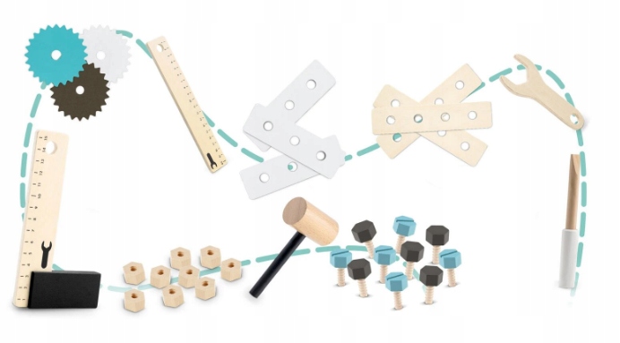 DREWNIANY WARSZTAT DZIECI MAJSTERKOWANIE AKCESORIA SUPER ZABAWA Marka inna