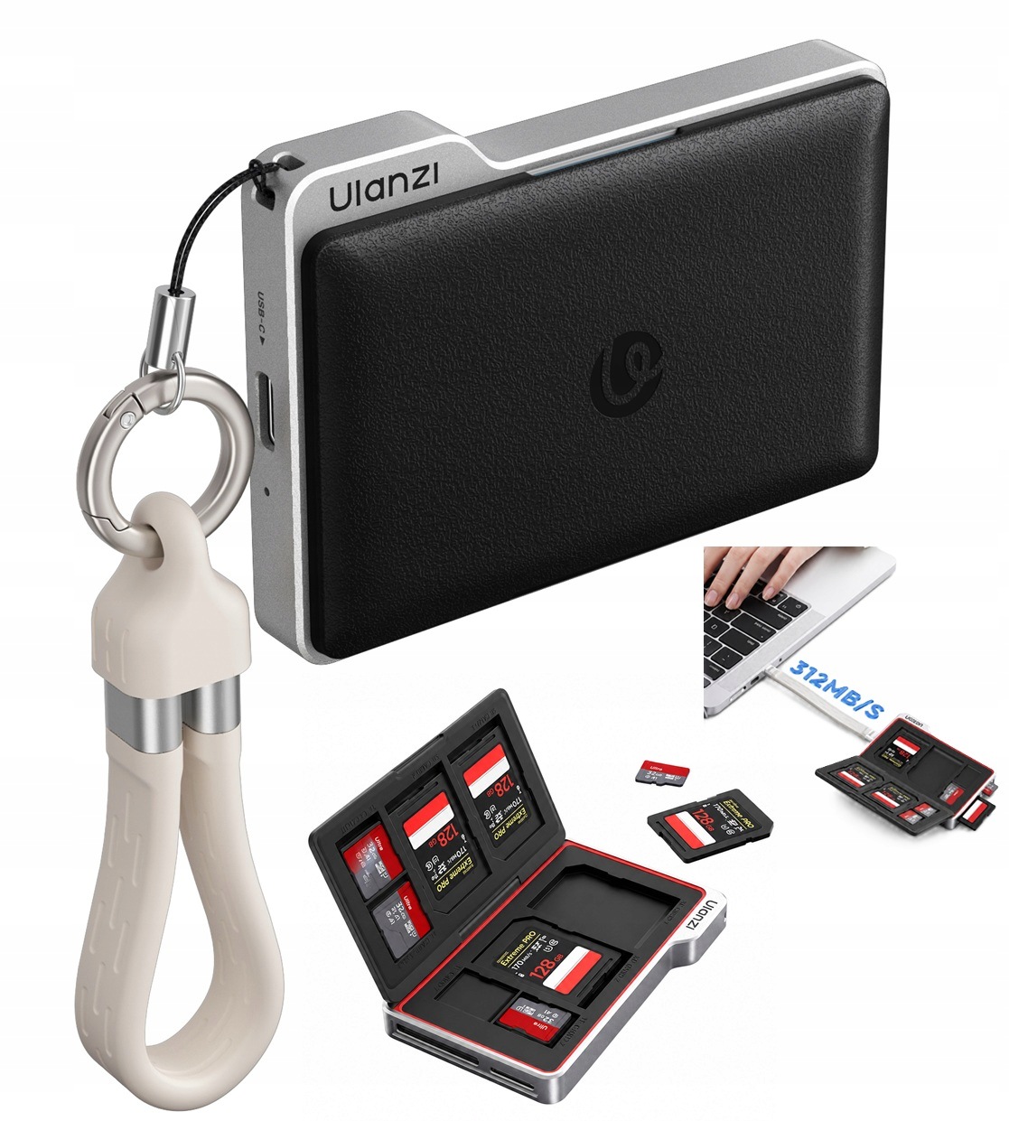 Ulanzi DC01 Čtečka karet Sd microSD Usb-c 312 MB/s Pouzdro na 8 karet 2v1