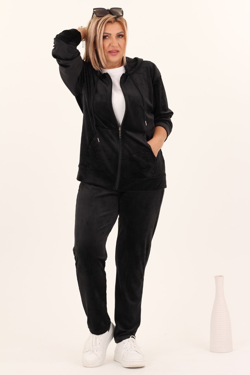 KOMPLET DRESOWY DAMSKI DRES WELUROWY DUŻE ROZMIARY BLUZA SPODNIE DRESOWE Wzór dominujący bez wzoru