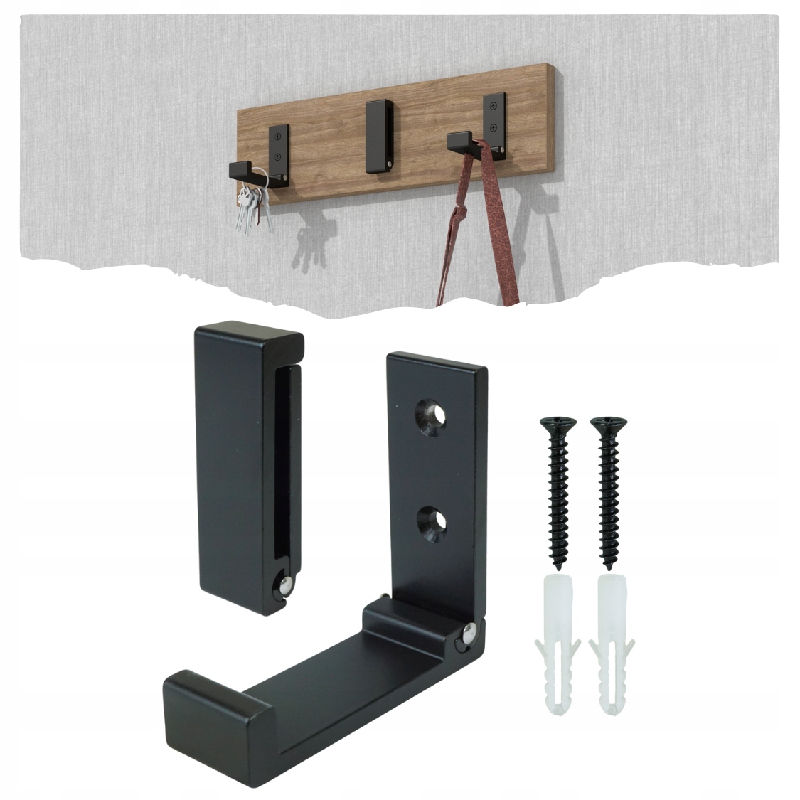 Wieszak pojedynczy na ubrania, haczyk składany, na lamele , czarny, loft