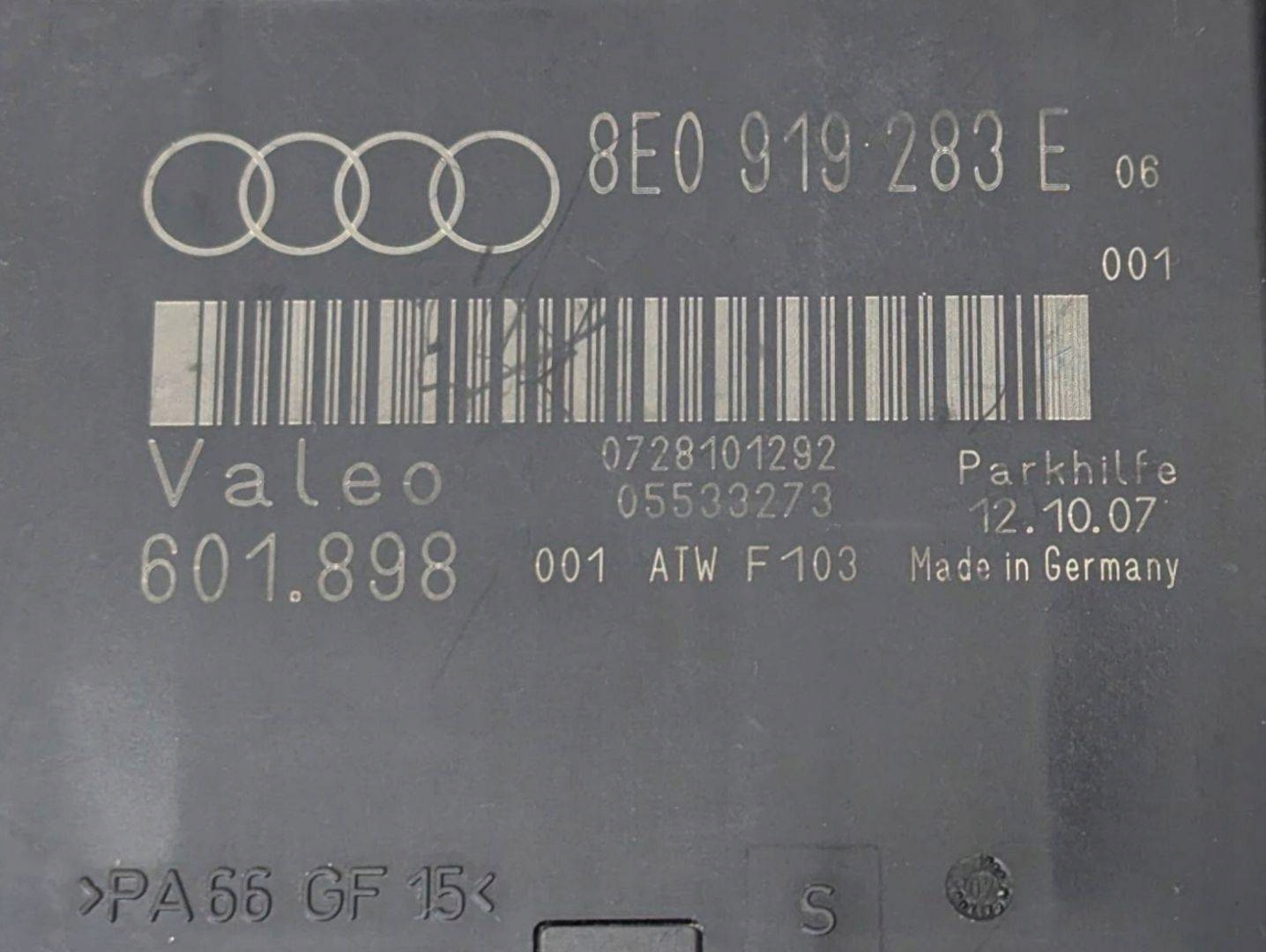 unité de commande électronique uce capteurs stationnement Audi A4 B7 2007 8E0919283E