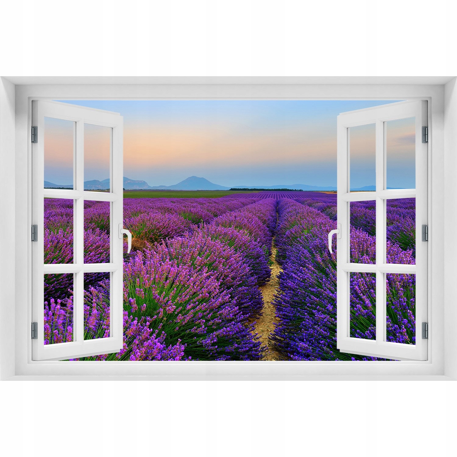 

Naklejka Fototapeta Okno widok Pole lawendy 90x60