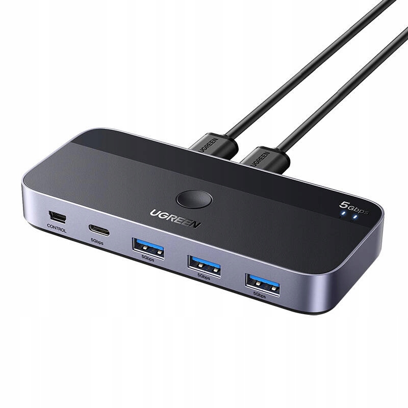 Přepínač Ugreen CM662 Usb 3.0 2v1 (2 vstupy na 4 výstupy) 2x Usb-a kabel černý