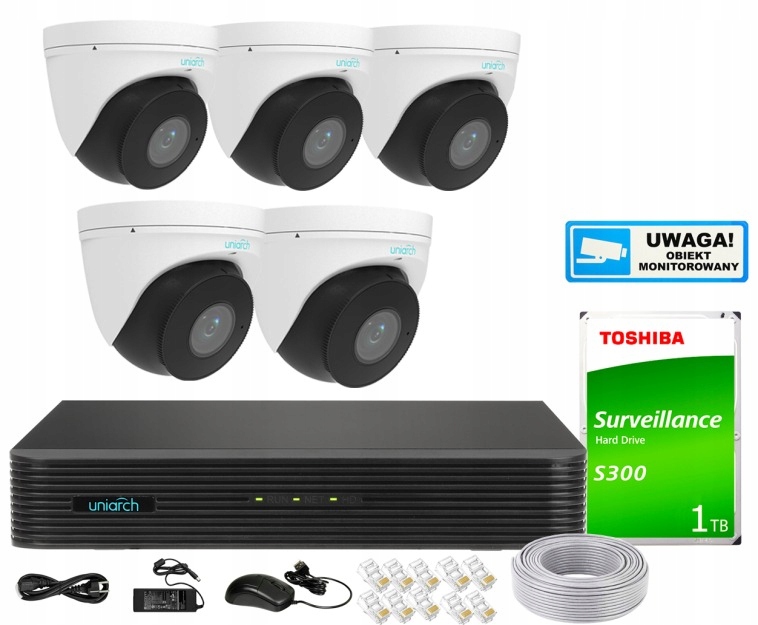 Sada na monitorovanie domu firma Ip kamera 5x IPC-T314-APKZ 4MPx Ir 30 m