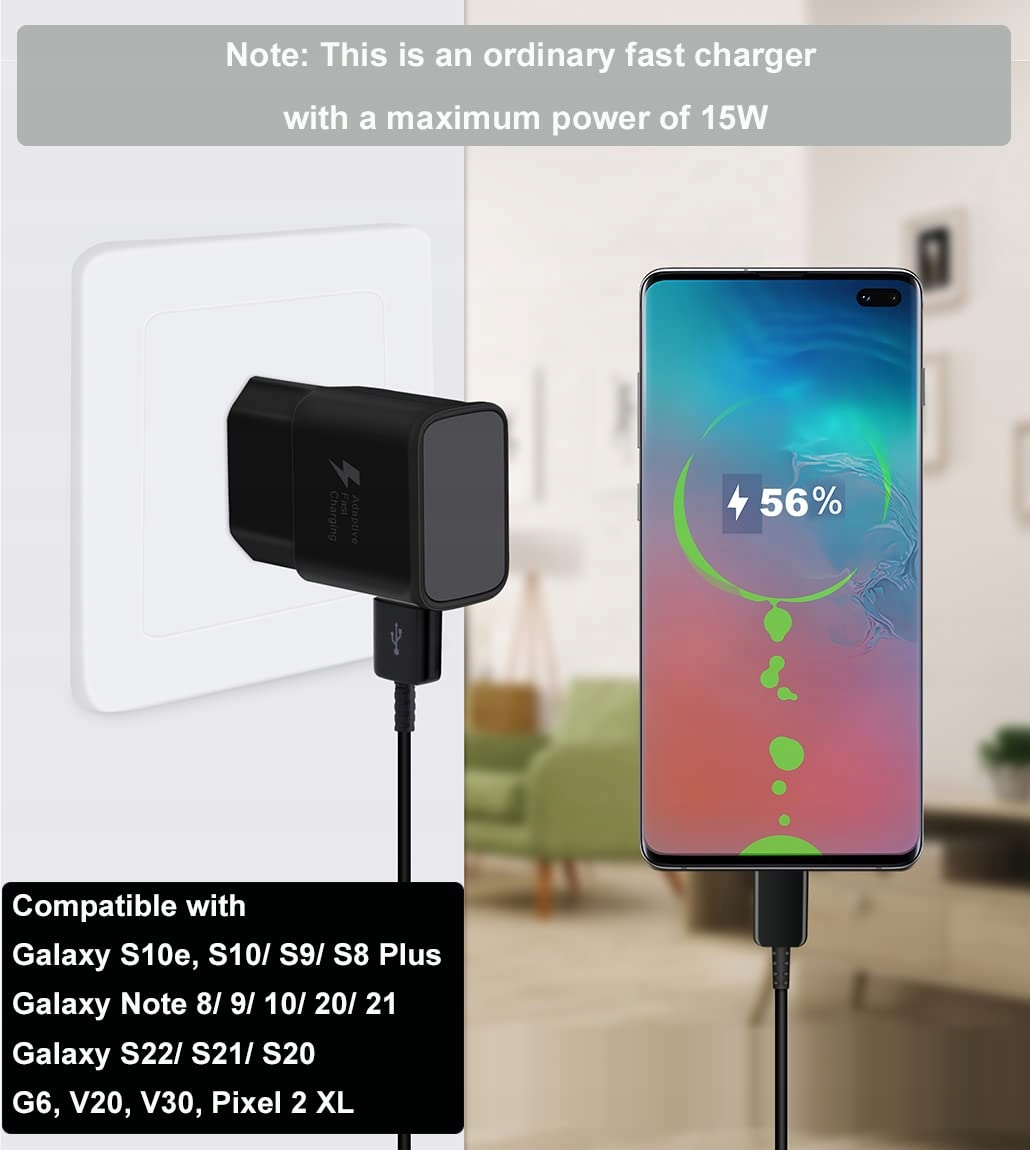 Android Ładowarka Szybka Z Kablem Do Galaxy S8 S9 S10 A50 A51 Z Flip3 — miniatura 3