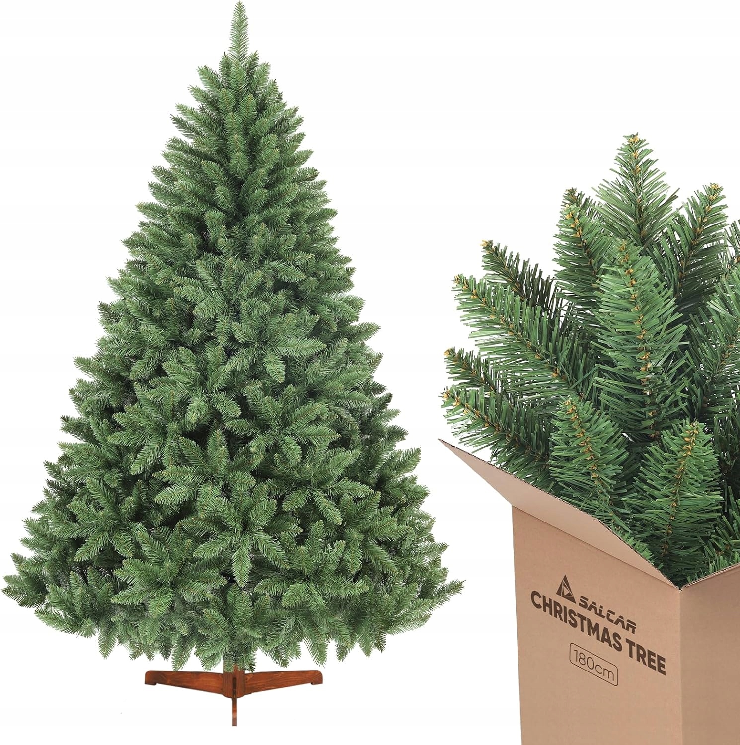 Umelý vianočný stromček Nordmann Salcar 180 cm, realistický, drevený stojan