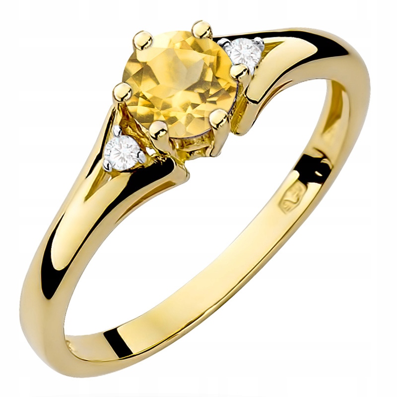 Zlatý Prstýnek s Brilianty a Citronem 0,50 ct
