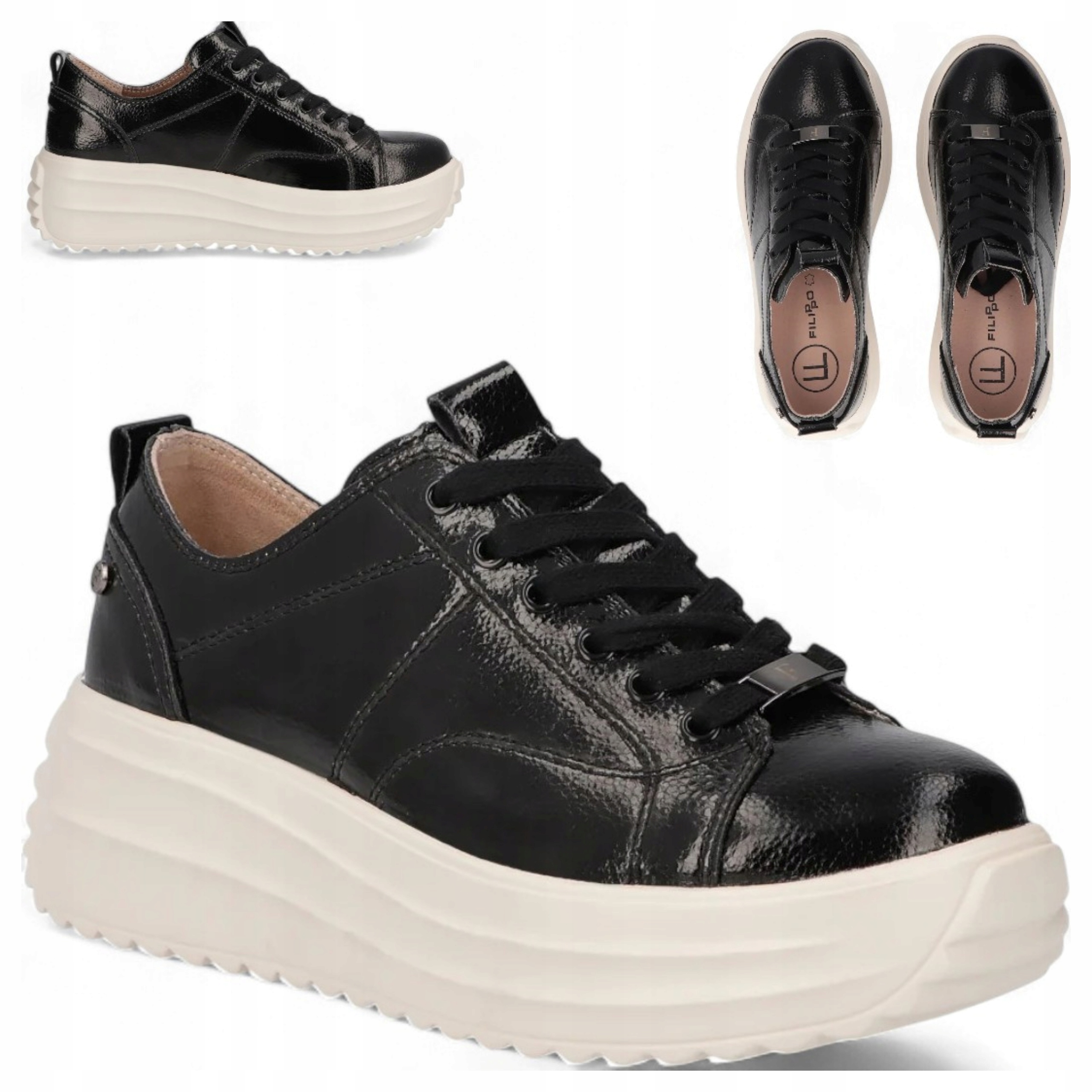 Dámské polobotky z kůže 38 Filippo Polobotky podzimní s vázáním, silná podrážka