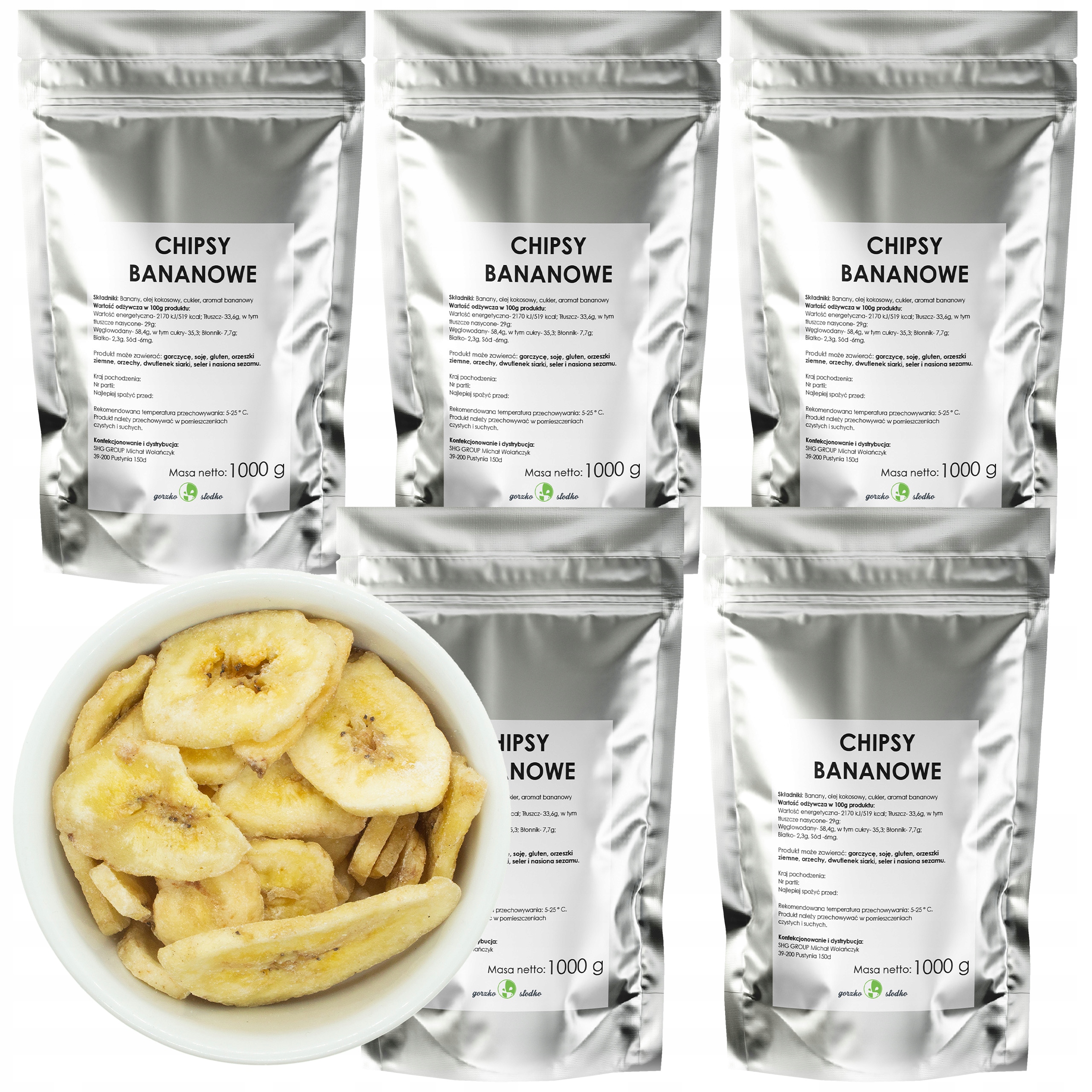 Chipsy Bananowe 5 kg Banan suszony Słodka przekąska owocowa