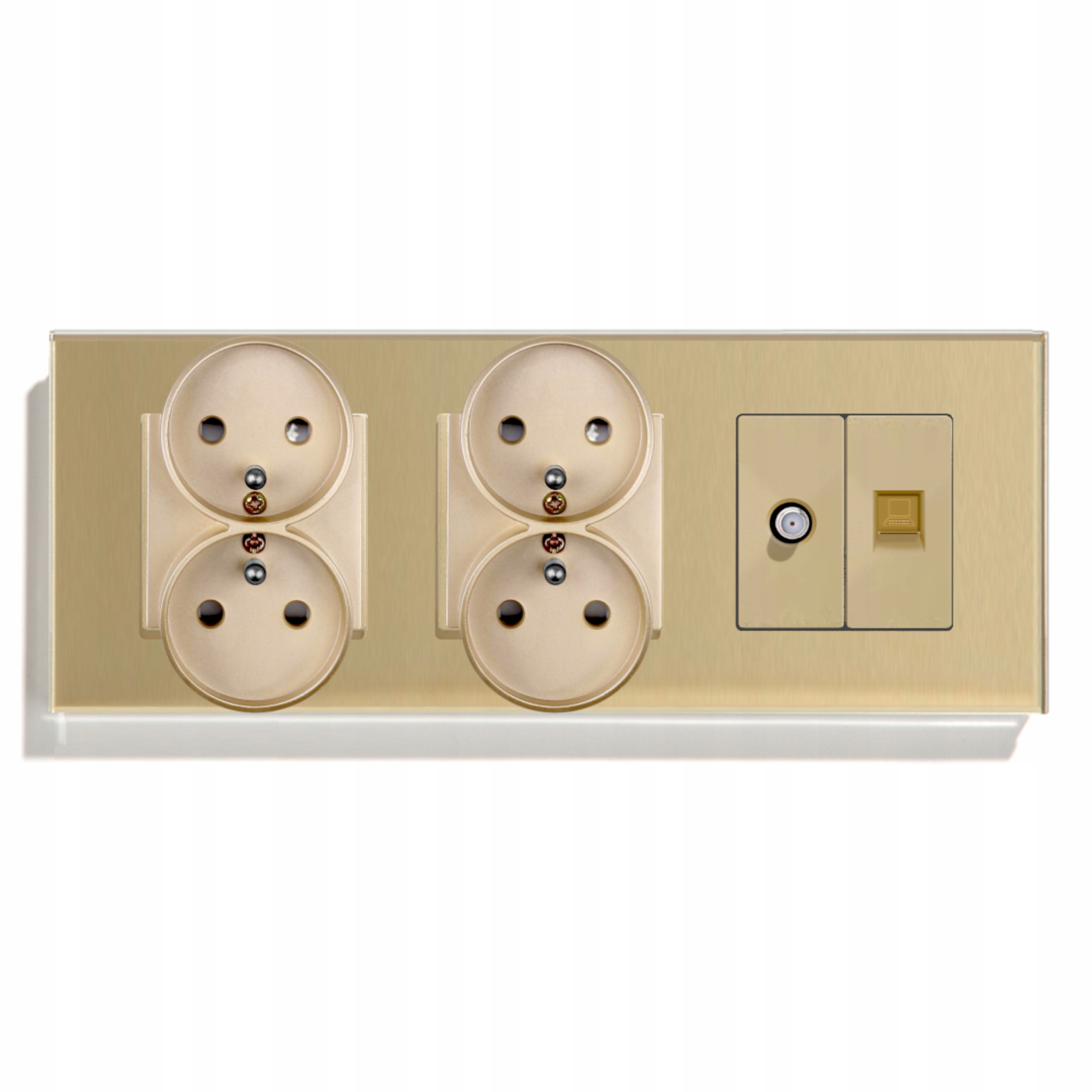 Elektrická Skleněná Zásuvka Trojitá 3F 229 mm Satelit Internet RJ45