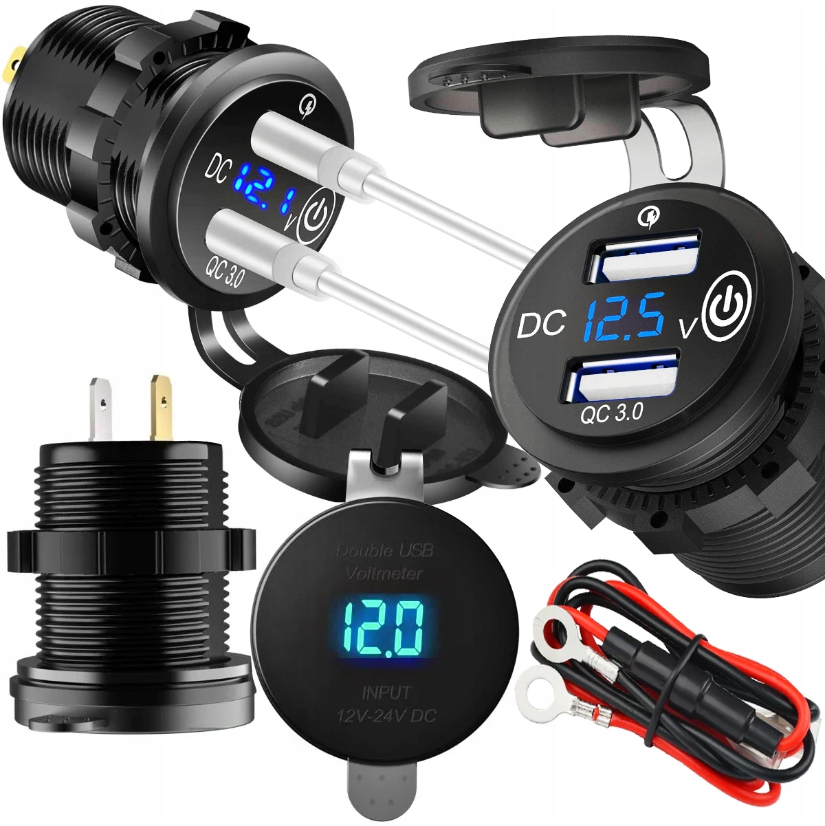 

Ładowarka Do Zabudowy 2X Usb QC3.0 Szybka Podświet