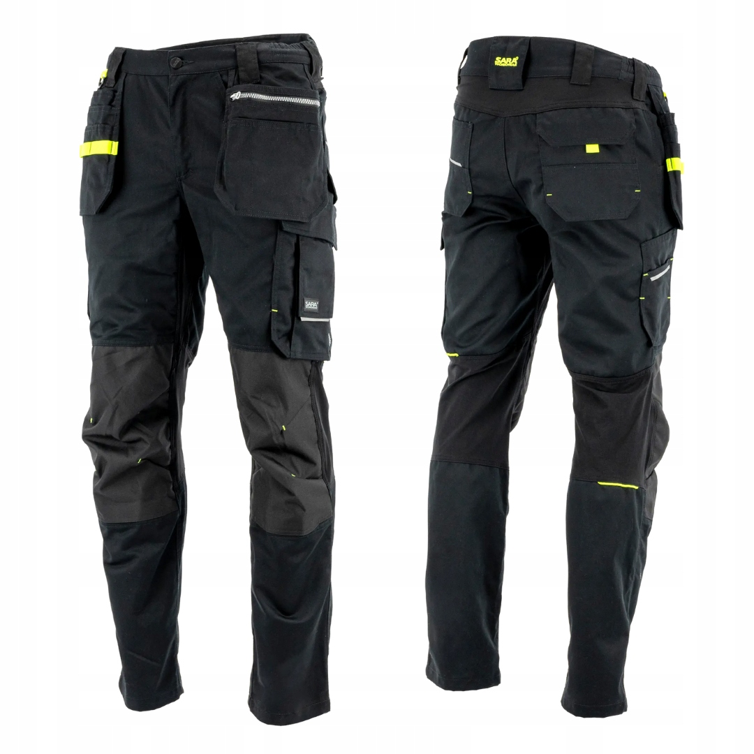 Sara workwear spodnie robocze do pasa Monter Czarny/żółty 54