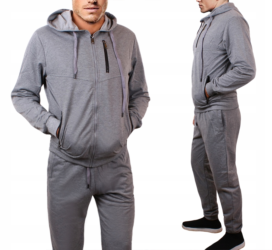 

Dres Męski Dresy kaptur Spodnie bluza szary 625 M