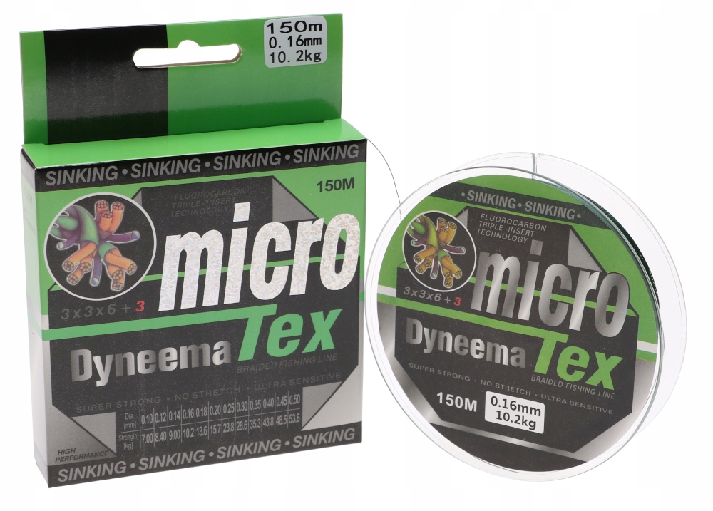 

Plecionka 150m 300m Dyneema zielona 0,16mm 10,2kg