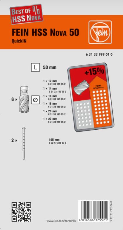 Wiertła rdzeniowe HSS Nova 50 FEIN QuickIN 63133999010 Marka Fein