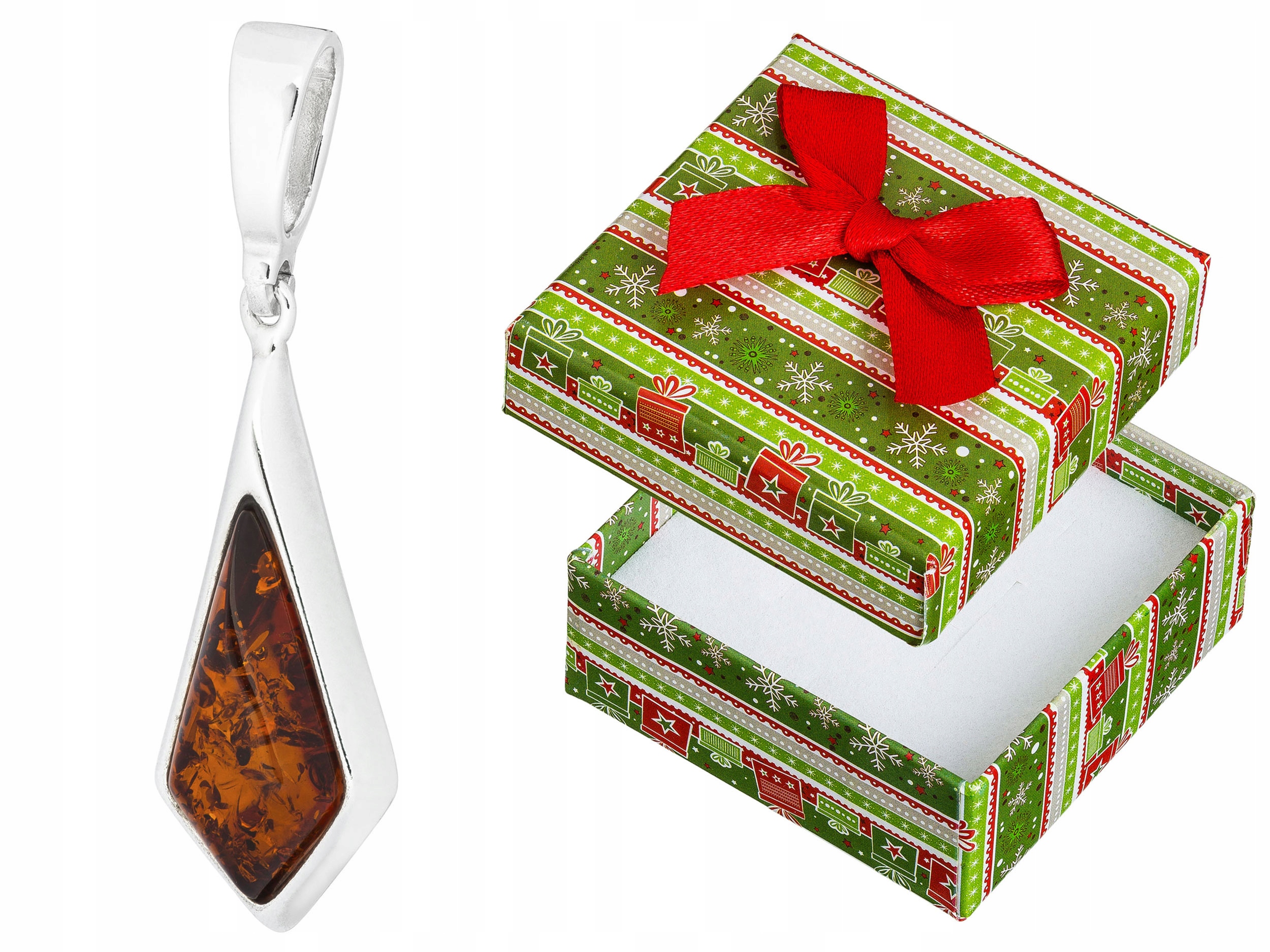 Stříbrný přívěsek s jantarem Geometrický dámský Přívěsek Lžička Jantar