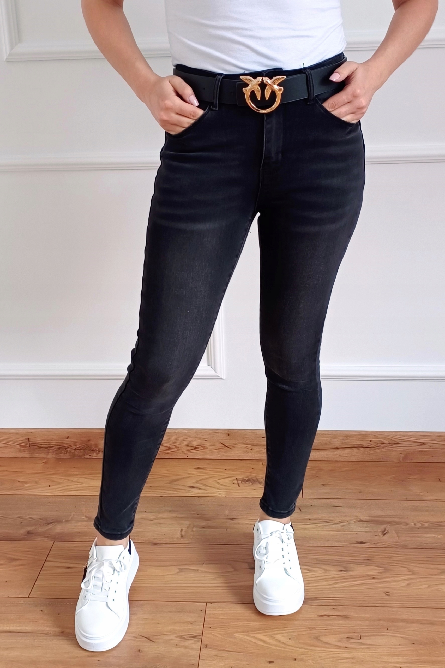 MS12 Jeansy M.SARA Skinny WYSZCZUPLAJĄCE Przecierane 38 M (29) Rozmiar 38