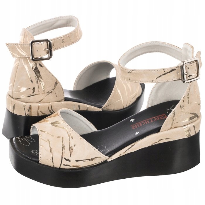 

Buty Sandały na Koturnie Artiker Złote 50C1851