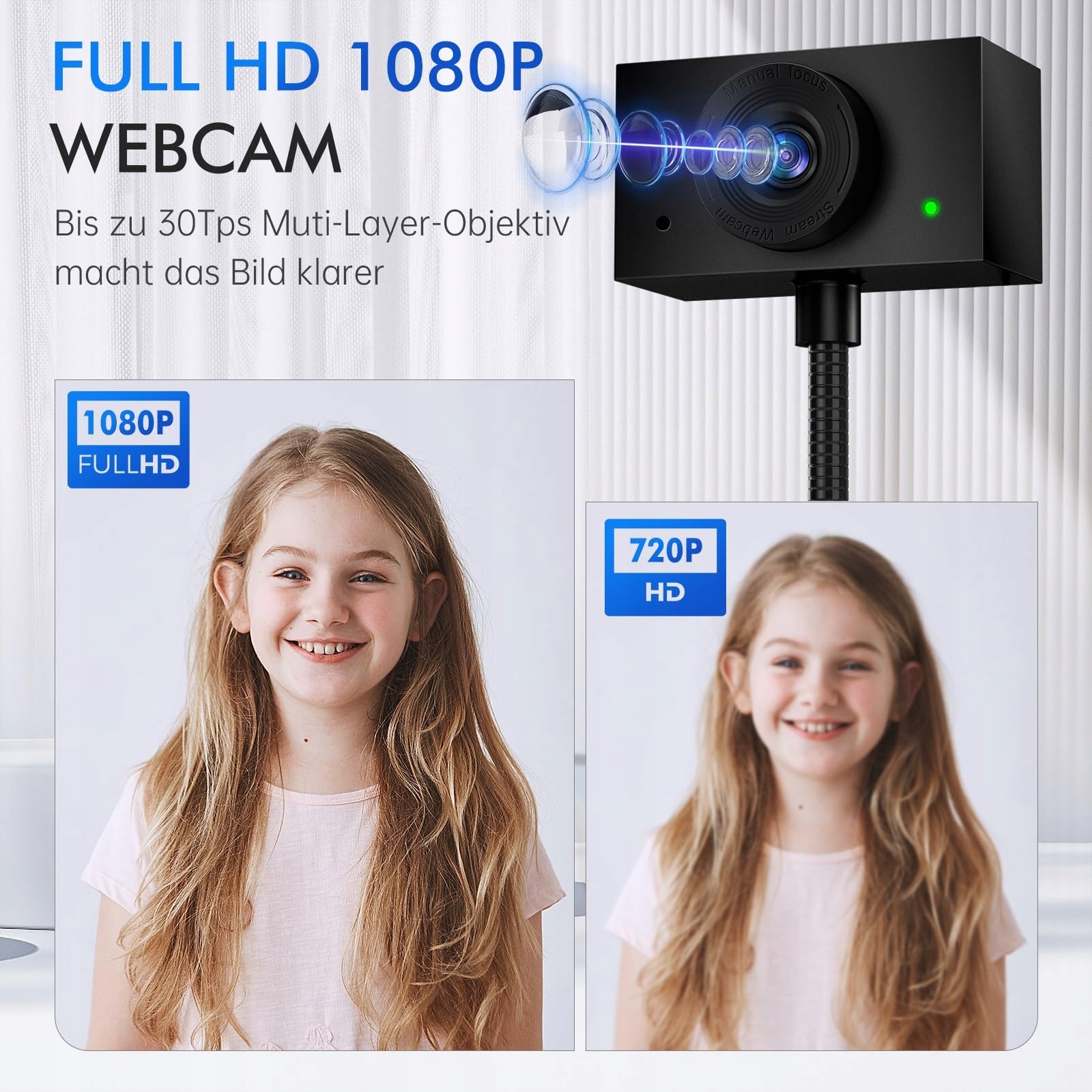 WEBCAM Kamera Internetowa 1080P Mikrofon Zasłona Laptop PC — miniatura 6