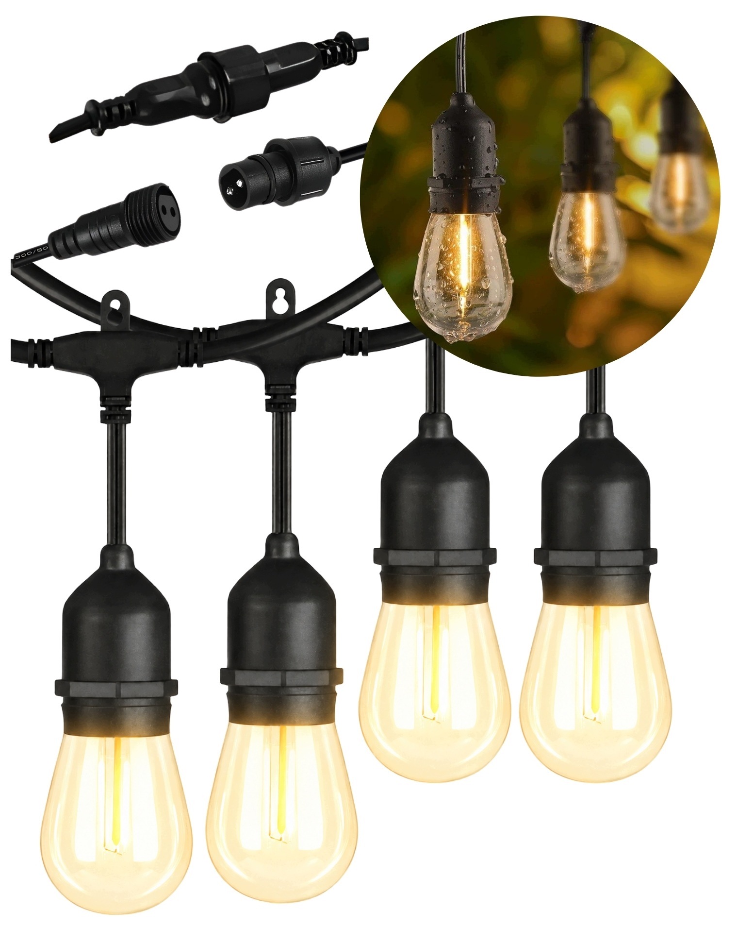 Girlanda Ogrodowa 20m Świetlna Lampki Łańcuch 20x Żarówka LED Żarówki e27