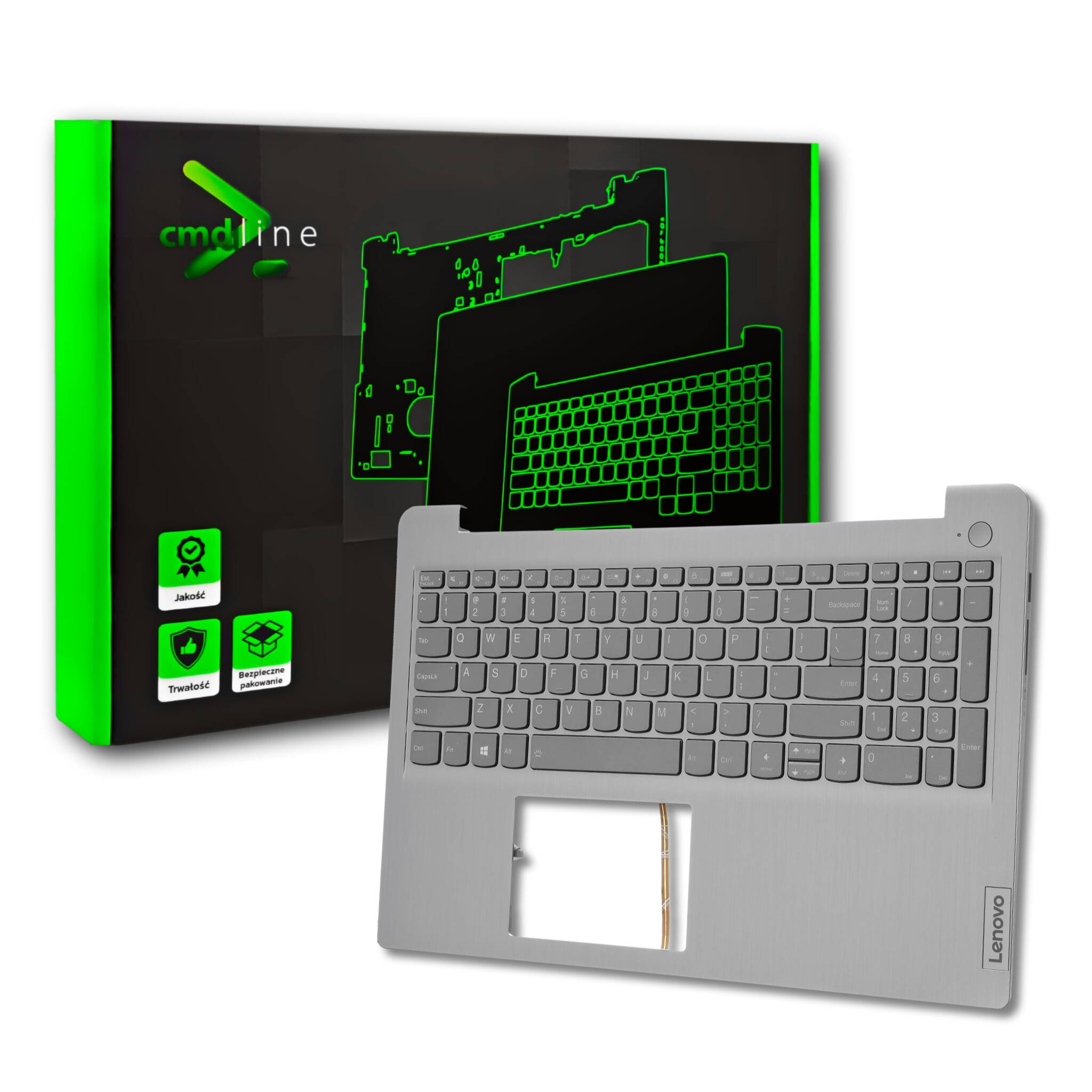 Obudowa Palmrest Klawiatura Do Lenovo Ideapad 3-15ITL6 3-15ALC6 Grey Led