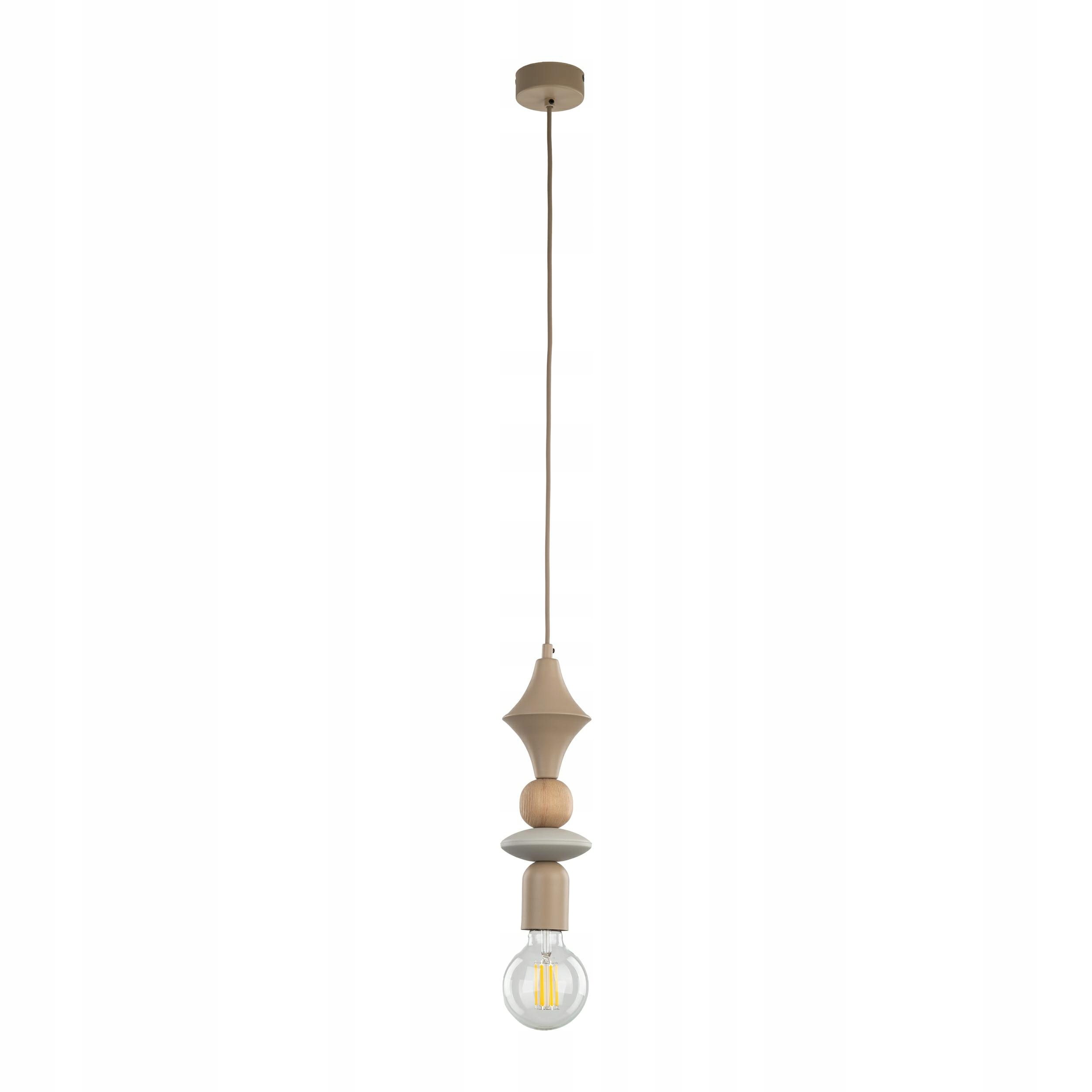 Závesná lampa Tower Wood sabia béžová 1xE27 Dekoračná Minimalistická