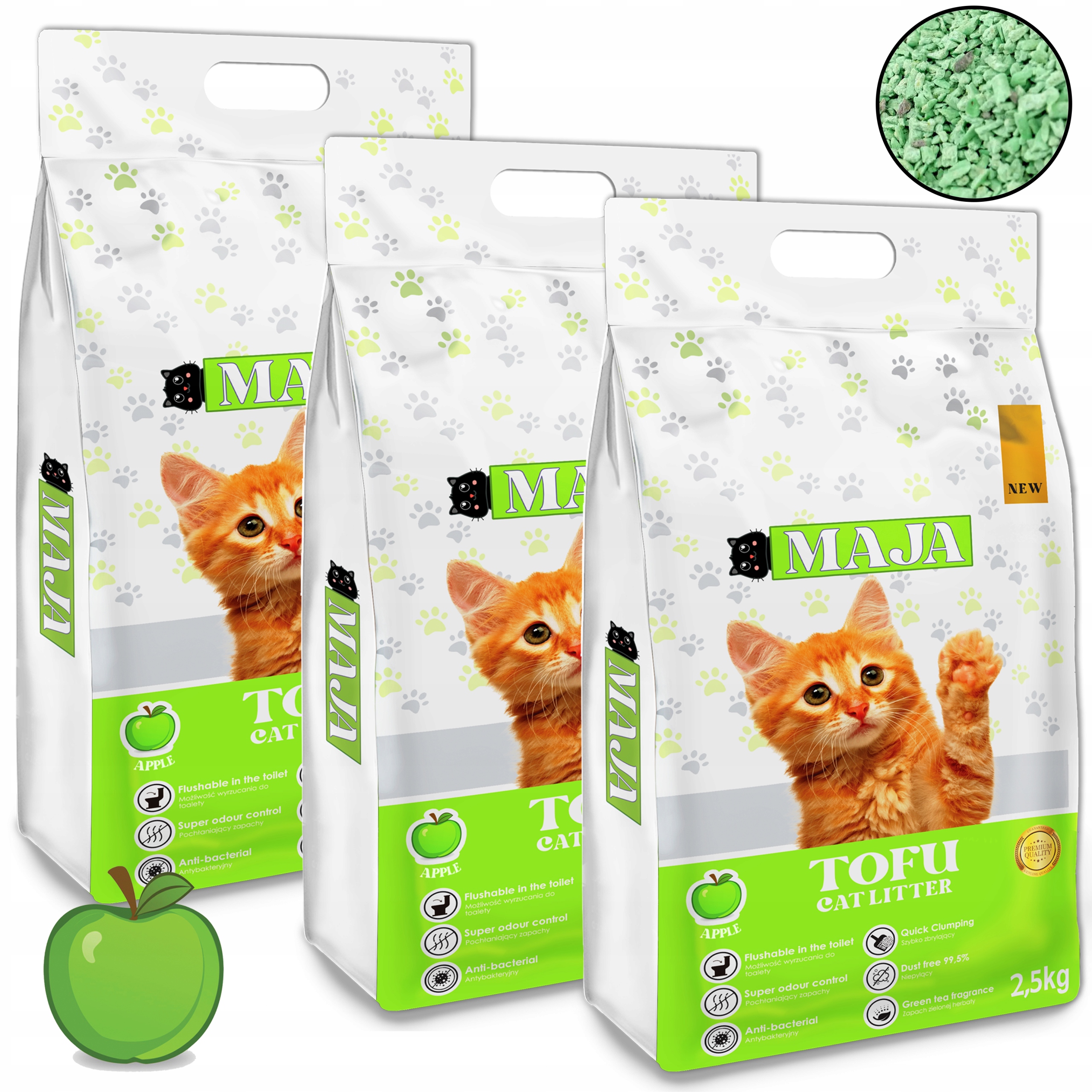 Levně 3x Stelivo tofu Maja 2.5 kg Sada vůní