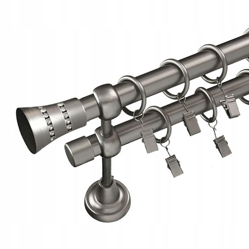 

Gotowy karnisz 270 cm Podwójny 19+19 mm z żabkami