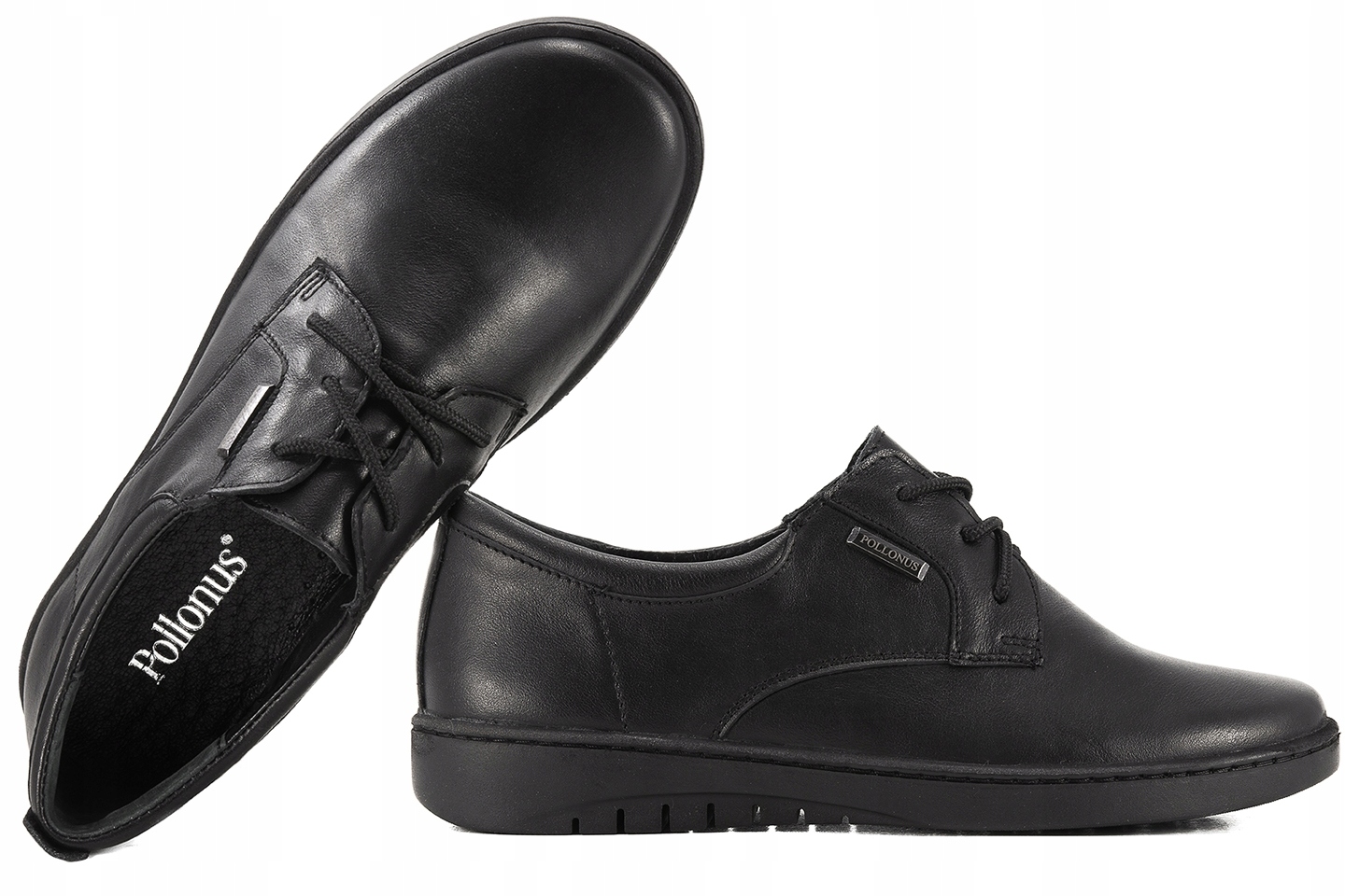 Pollonus 1300 Kožené Polobotky Dámské Boty Kůže černé 36