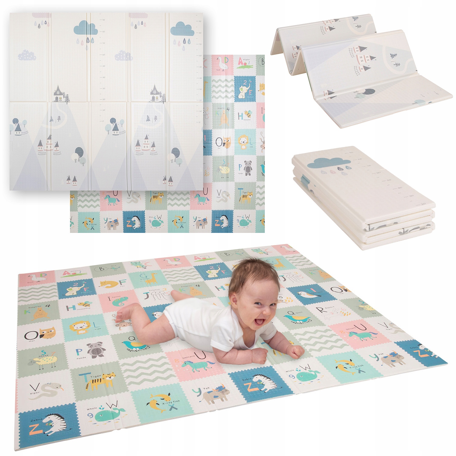 Mata Edukacyjna Dla Dzieci składana dwustronna 180x200 KiddyMoon FM-001