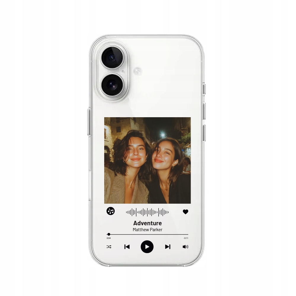 Etui do iPhone 16 Plus personalizowane, z własnym zdjęciem i piosenką