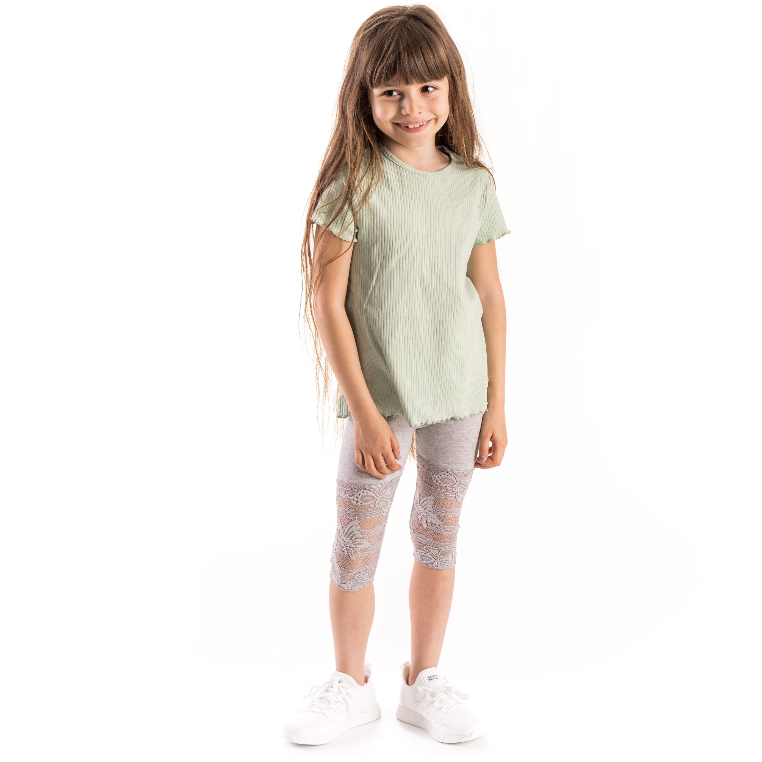 

Dziewczęce Legginsy Rybaczki Z Koronką 140/146