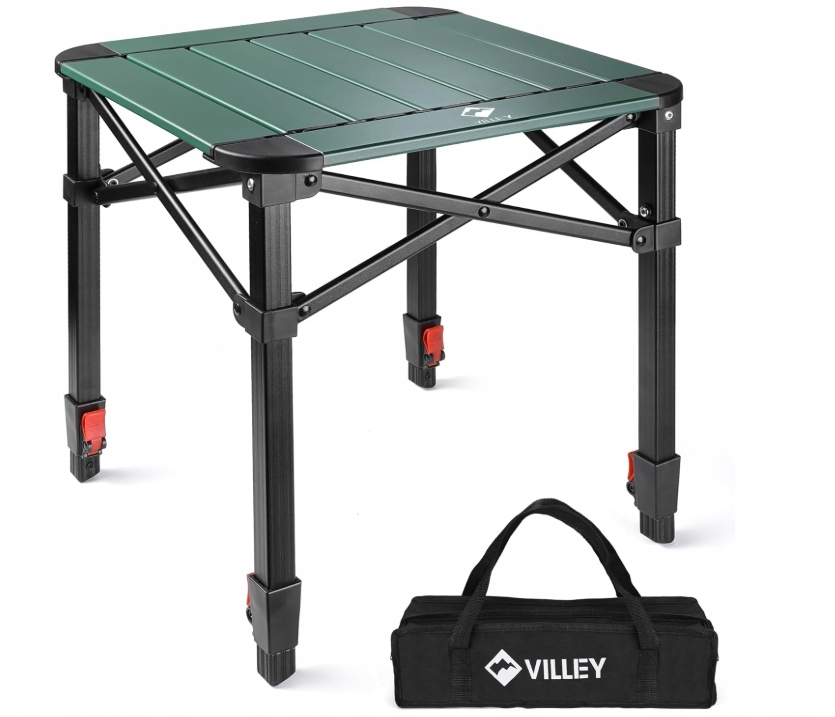 Lekki aluminiowy stolik kempingowy z regulacją wysokości kompaktowy