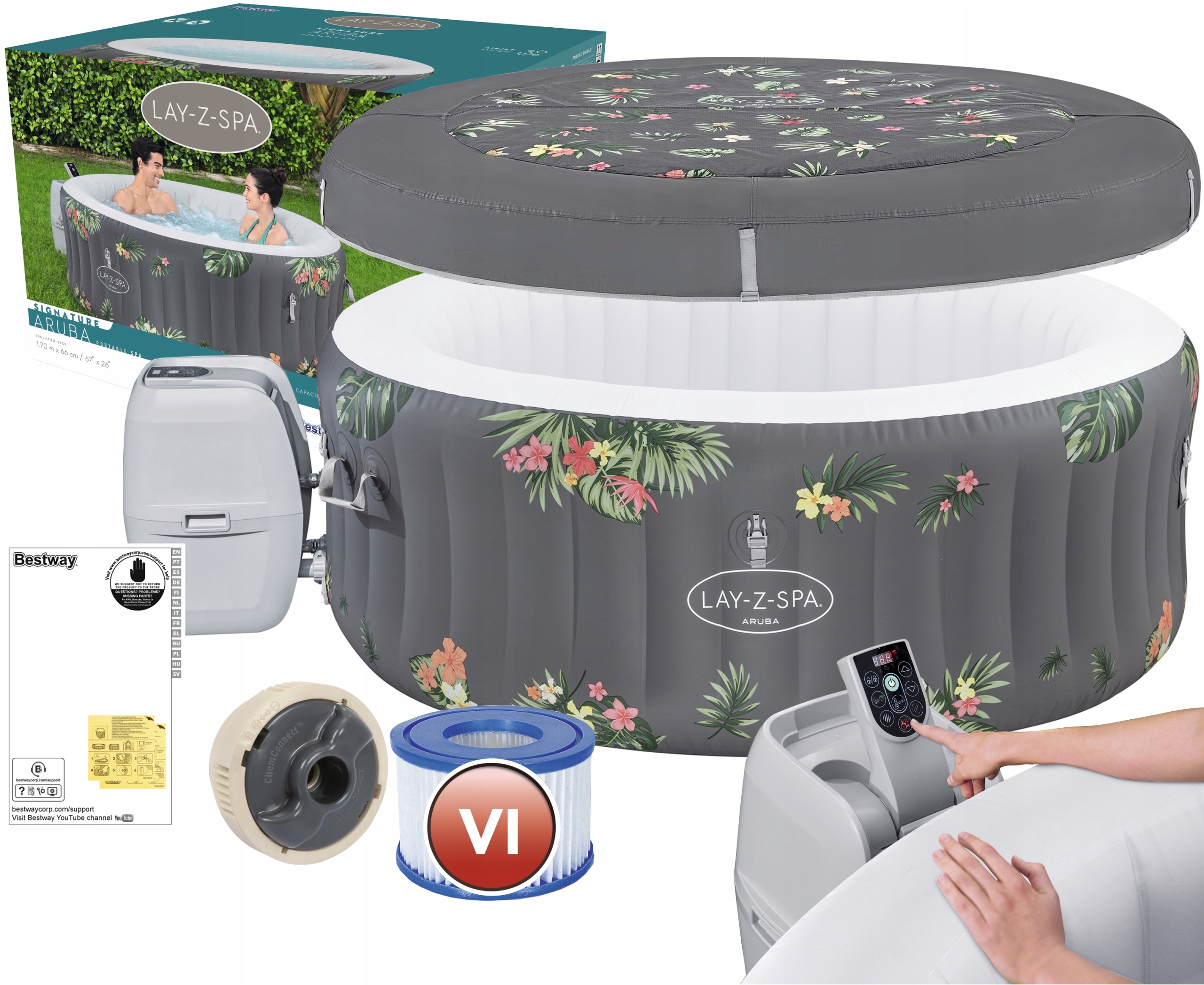 BESTWAY 60061 SPA JACUZZI 3 OSOBY PODGRZEWACZ HYDROMASAŻ