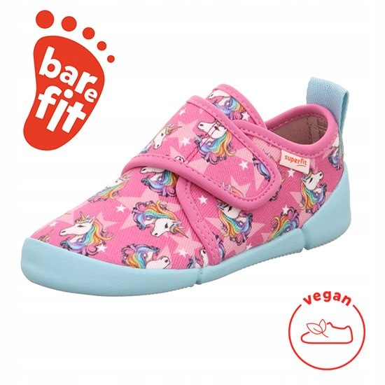 Pantofle Tekstylne Dziecięckapcie Barefoot Superfit Venti Pink Unicorn R.26