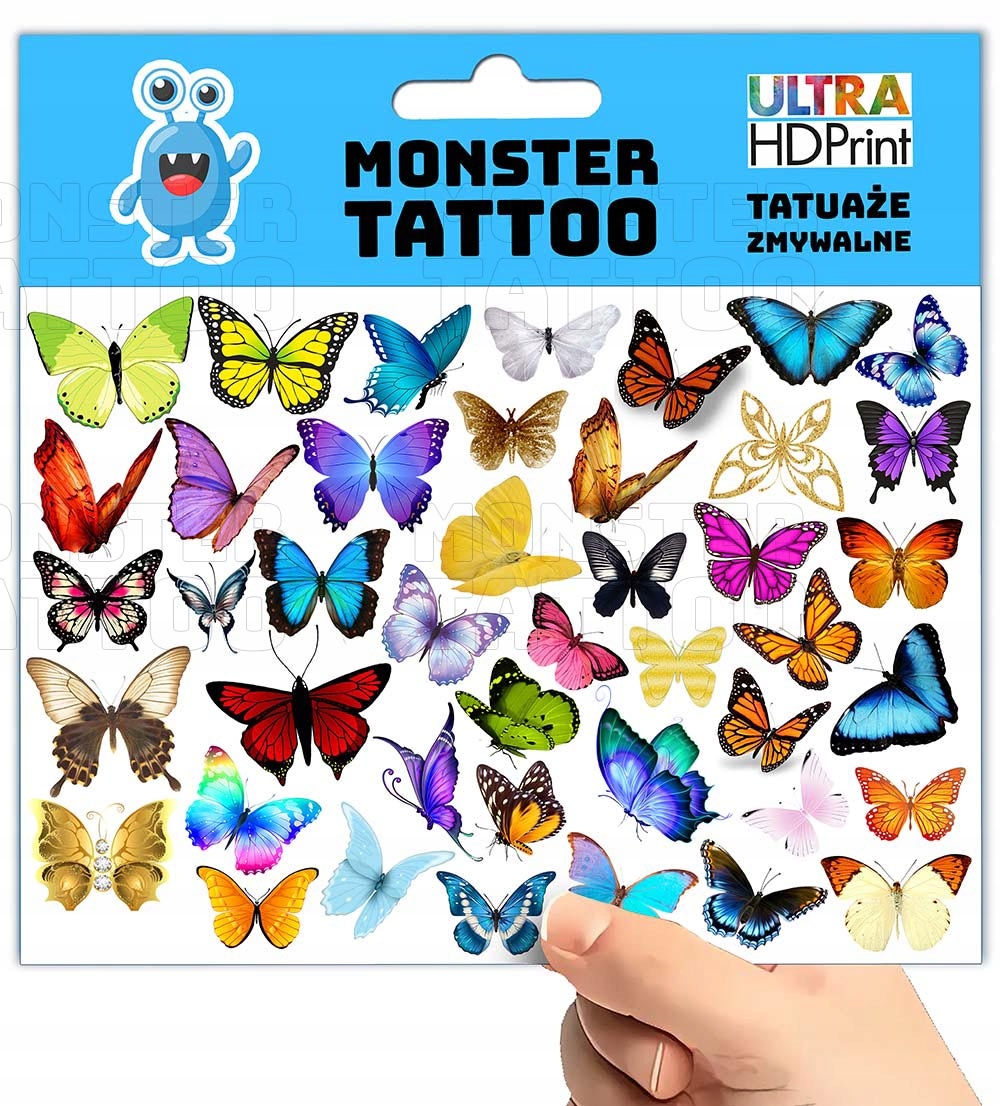 TATUAŻE ZMYWALNE TYMCZASOWE DLA DZIECI DZIECIĘCE MOTYLKI WZORY ORYGINALNE Marka Inna