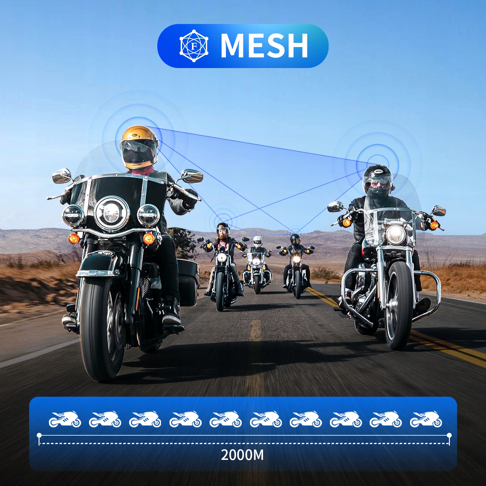 INTERCOM MOTOCYKLOWY Fodsports FX7 Mesh System BT5.4 Dual Chip 10 Riders+FM Limit sparowania powyżej 6 interkomów