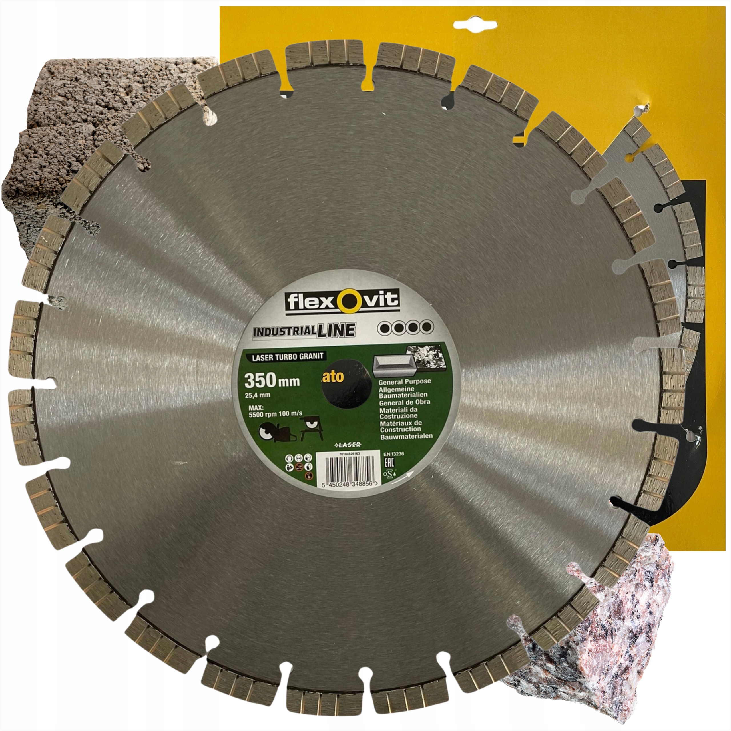 Diamantový Kotouč Flexovit Beton Granit Dlažební kostky 350 mm x 25,4 mm