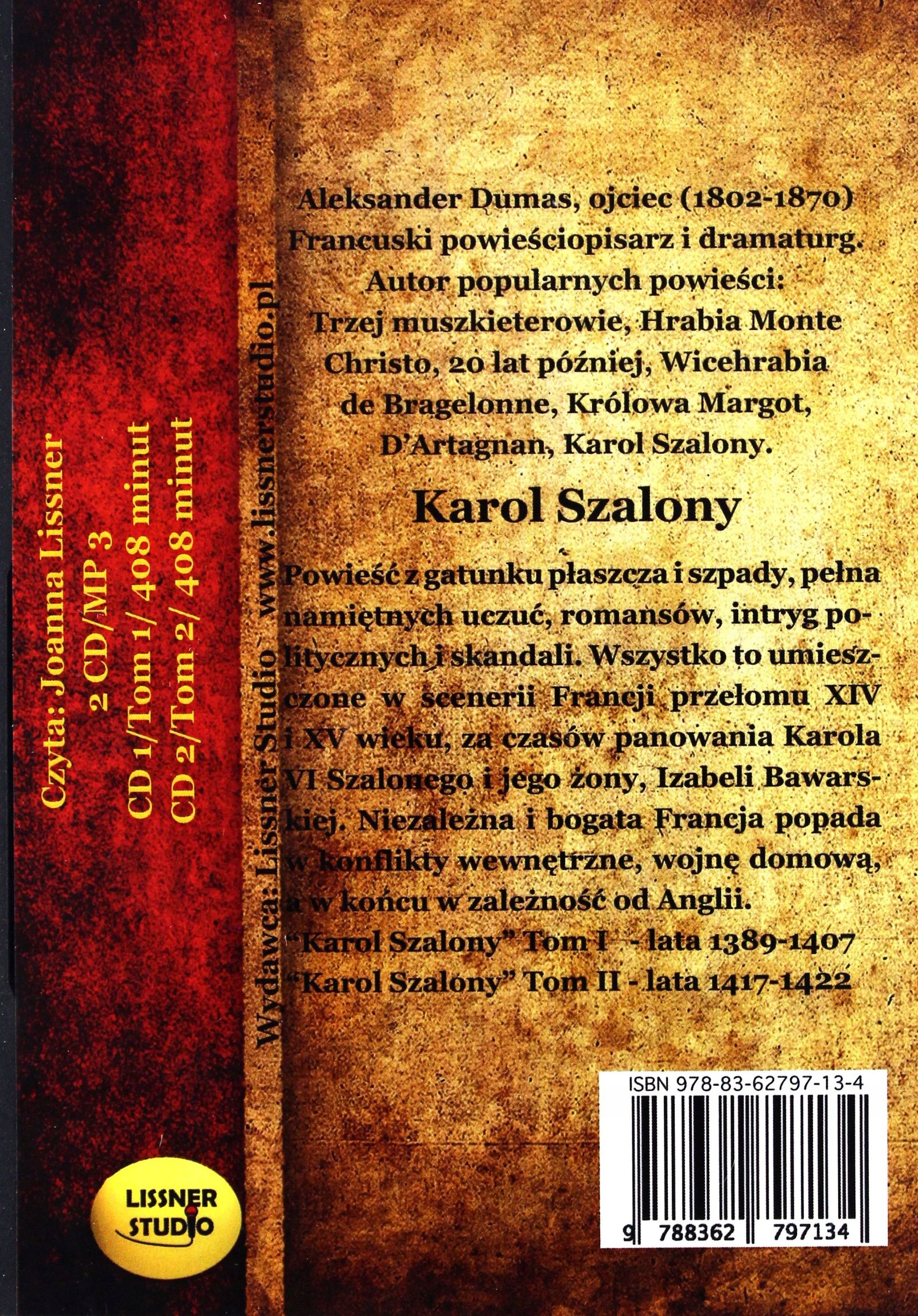 KAROL SZALONY - ALEKSANDER DUMAS [AUDIOBOOK] [2CD-MP3] Tytuł Karol Szalony