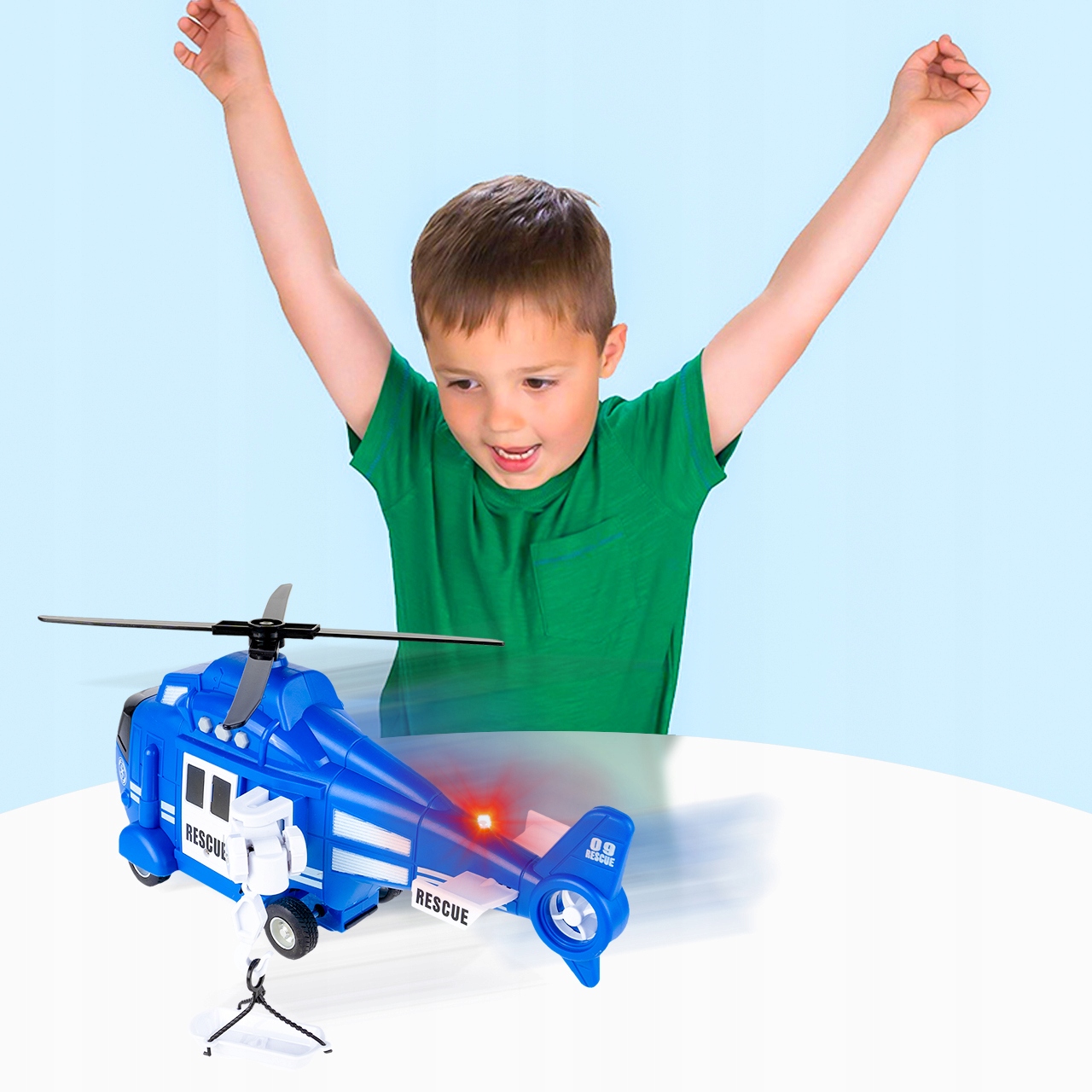 HELIKOPTER POLICJA POLICYJNY RATUNKOWY DŹWIĘK ŚWIATŁO PROJEKTOR ZABAWKA Bohater brak