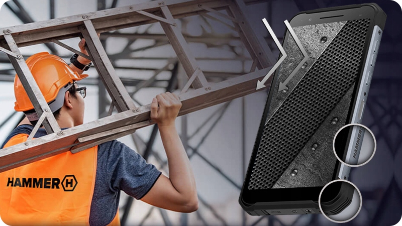 HAMMER Construction Pancerny Smartfon 6GB RAM IP69 Przekątna ekranu 6