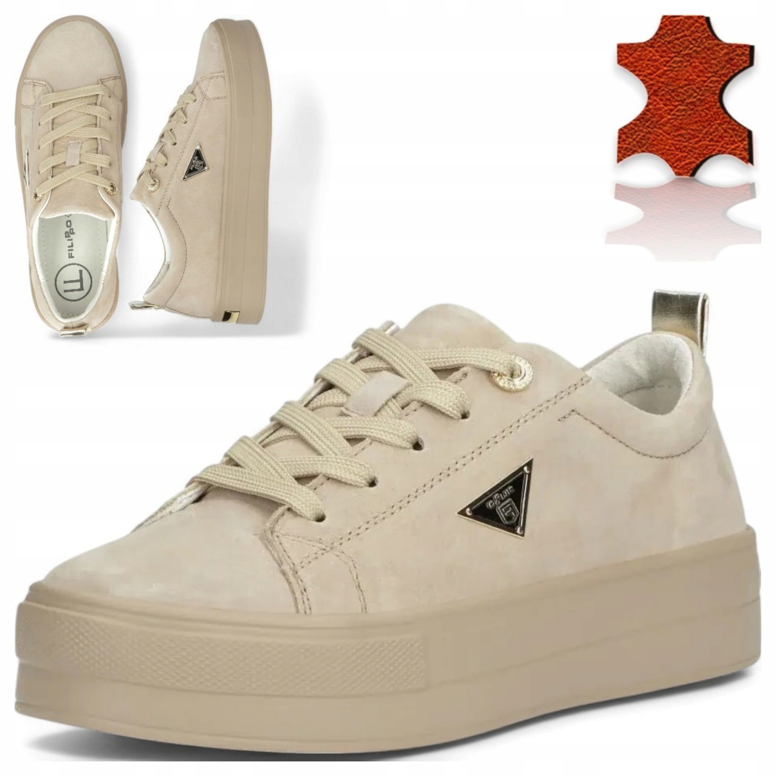 Filippo Buty Sportowe Na Platformie 39 Skóra Naturalna Półbuty Sznurowane