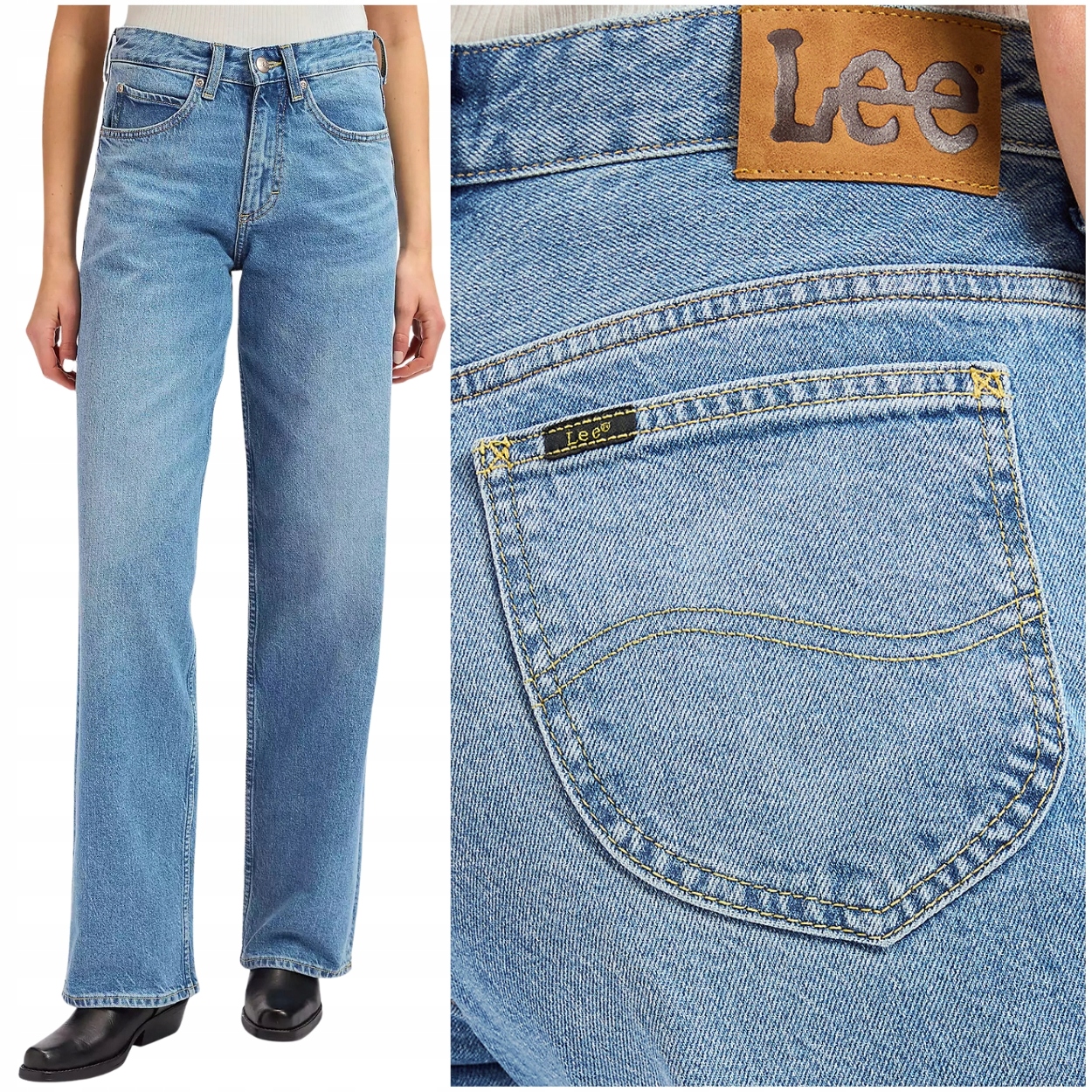 Lee Rider Loose Blue Koi vysoké volné dámské džínové kalhoty W29 L31