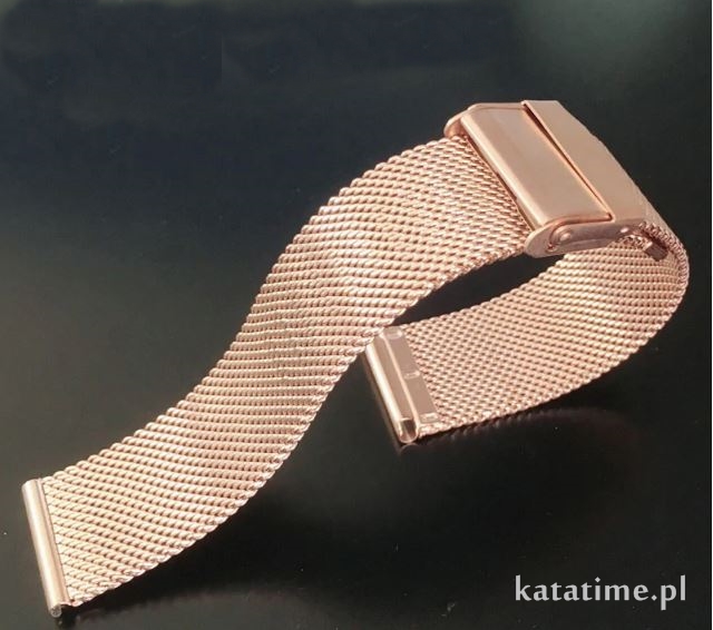 Bransoletka do męskiego damskiego zegarka mesh milanese 17 mm różowe złoto