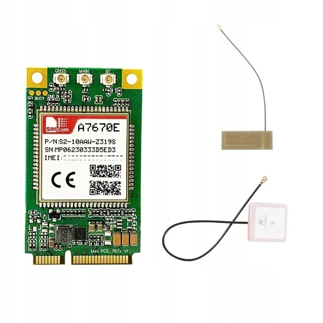 Moduł Simcom A7670E z antenami Lte i Gps