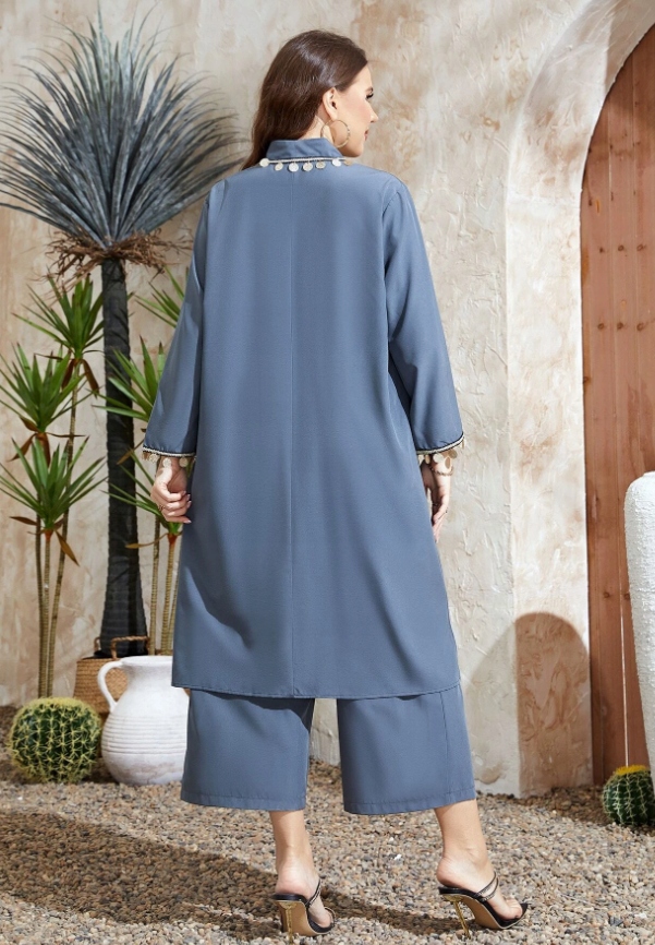 SHEIN PLUS KOMPLET SZARY SPODNIE I TUNIKA 48 VWC Materiał dominujący poliester