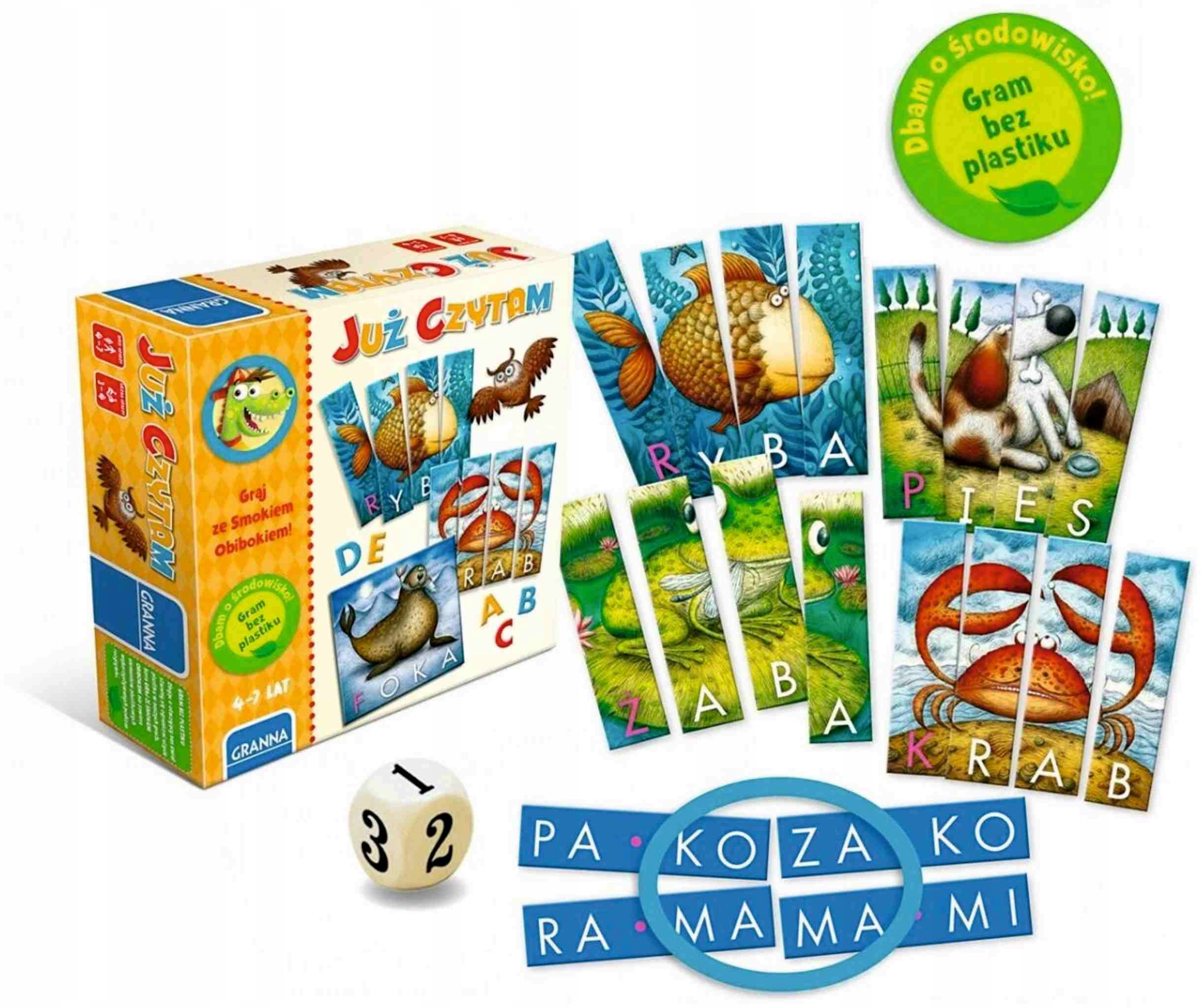 Już Czytam Gra Edukacyjna Planszowa Nauka Czytania Przedszkole Ekologiczna-Zdjęcie-0