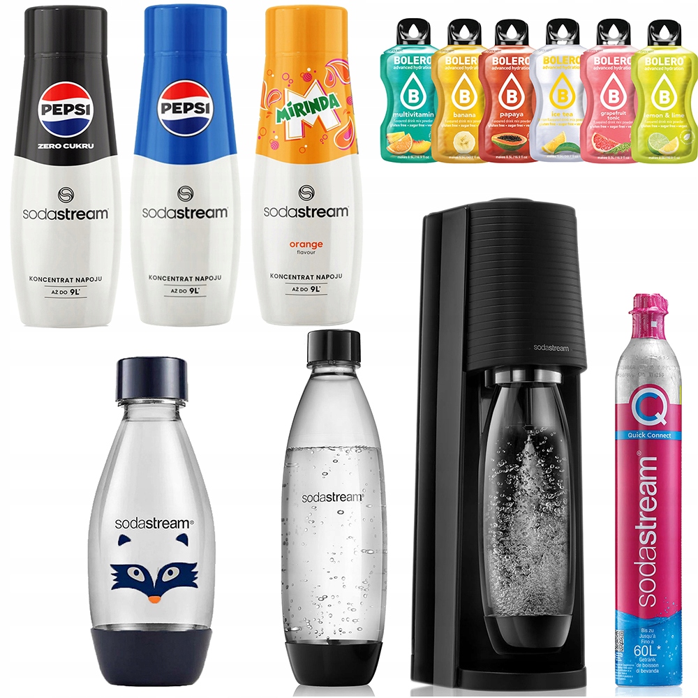 Sodastream Terra saturátor Bombička Flaše 1x 1L Fuse 1x 0,5L Lh 3x Sirup