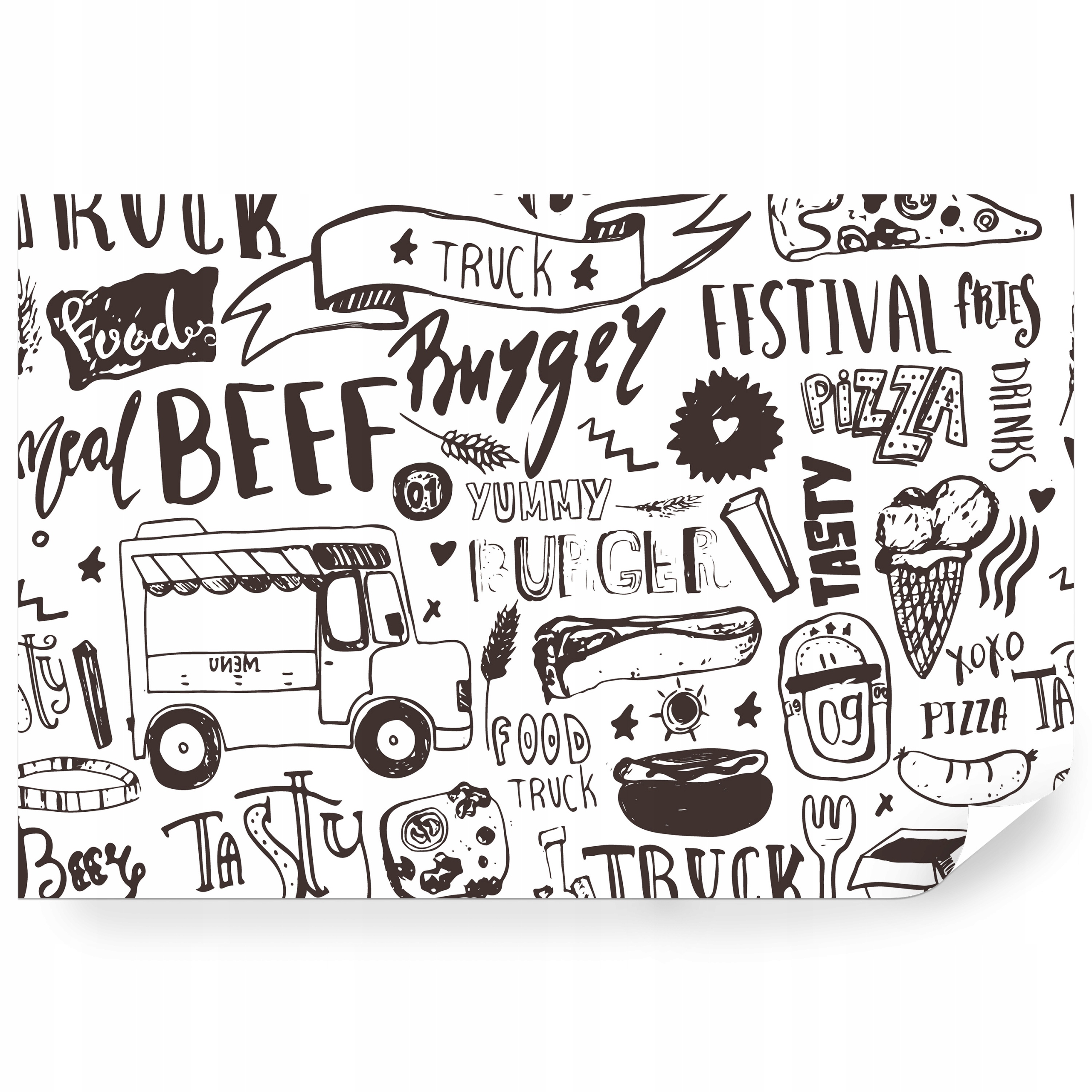 Fototapeta samolepicí Ilustrace Food Truck Jídlo 180 x 120 cm
